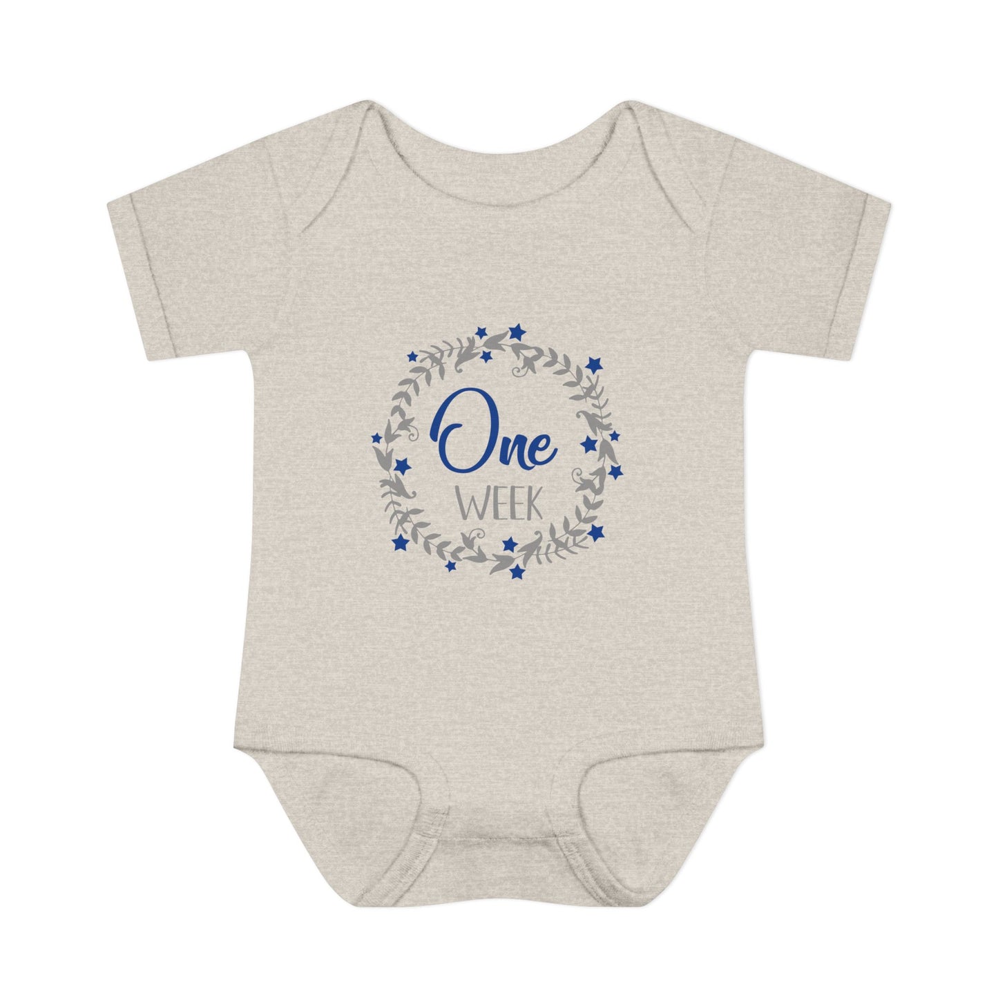Blue Milestone Wreath Onesie-One Week