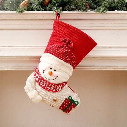 Knitted 3D Santa or Snowman Christmas Stockings