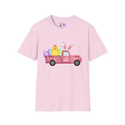 Easter Chick & Eggs In Vintage Truck Adult T-shirt