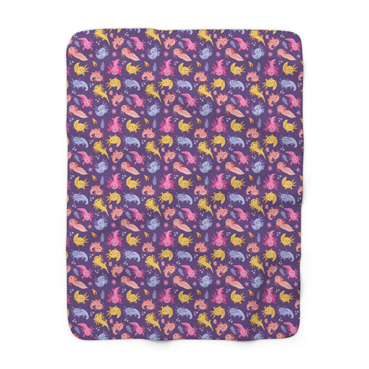 Axolotl Adventures Sherpa Fleece Blanket