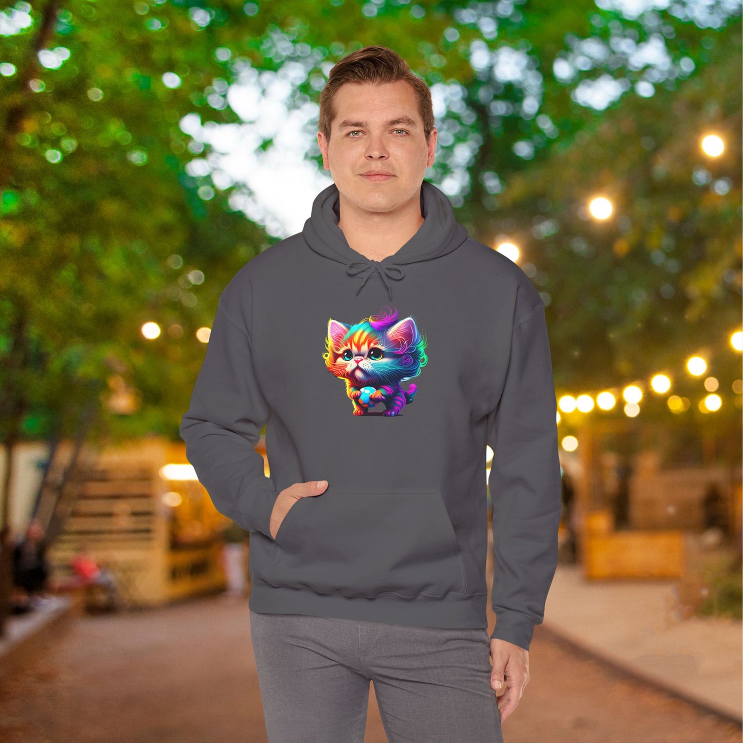 Cute Colorful Kitten Heavy Blend™ Hooded Sweatshirt