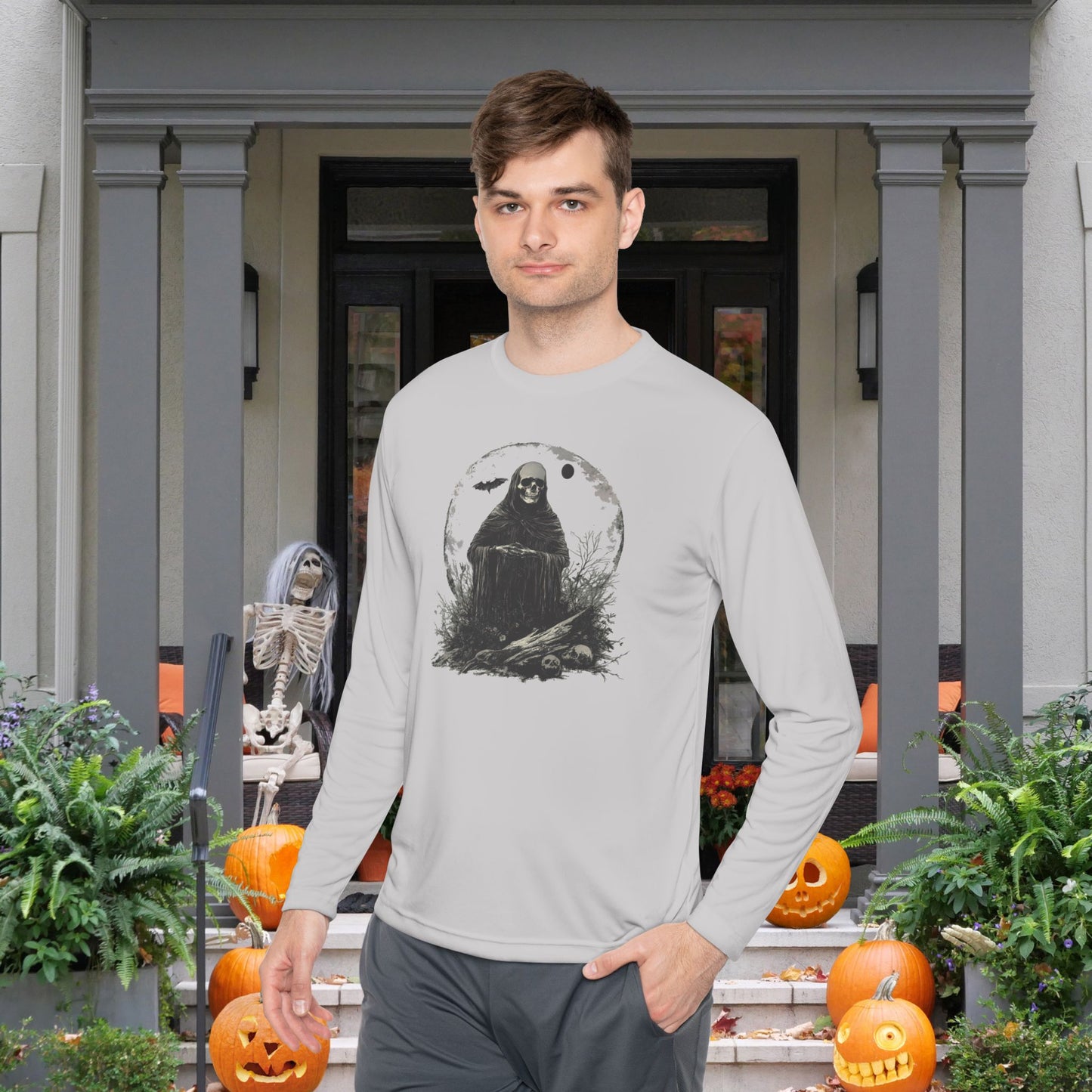 Halloween Monster 3 Adult Long Sleeve Tee