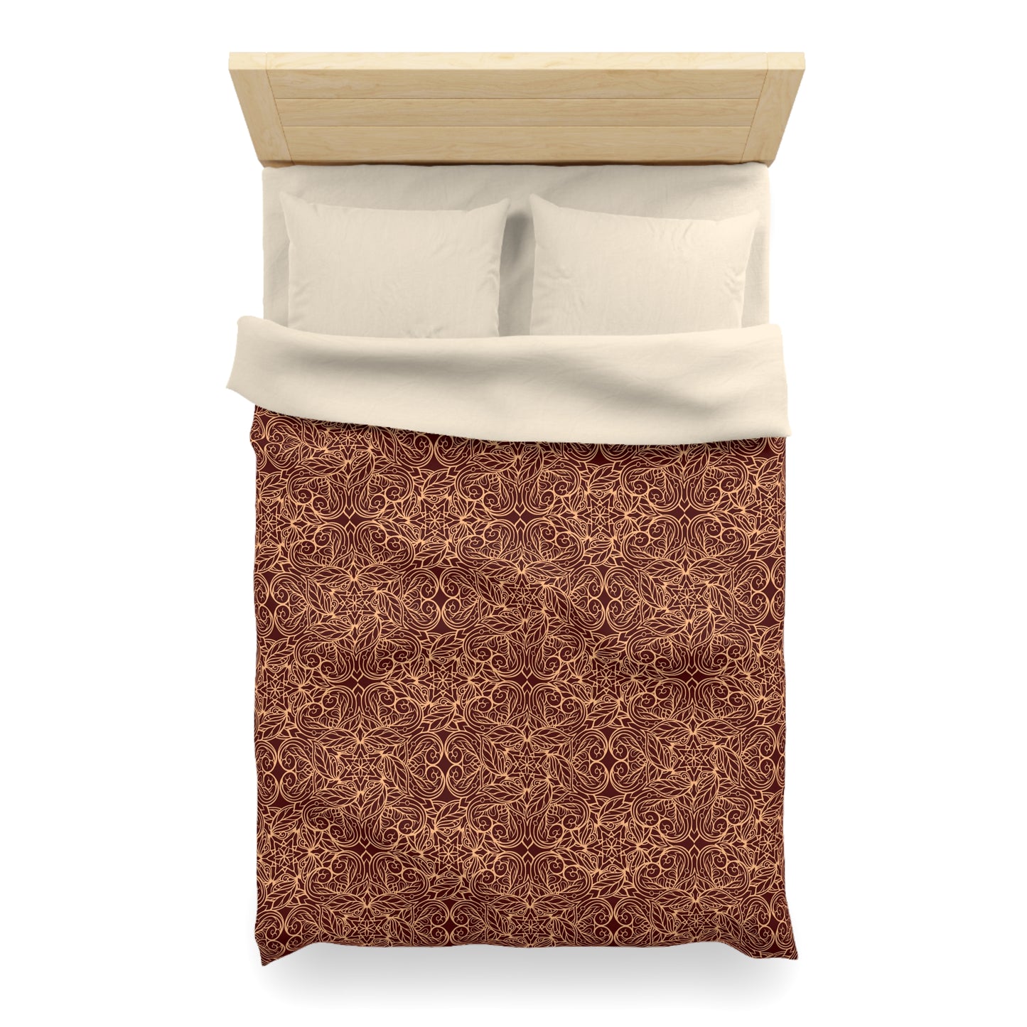 Golden Crimson Star Mandala Microfiber Duvet Cover