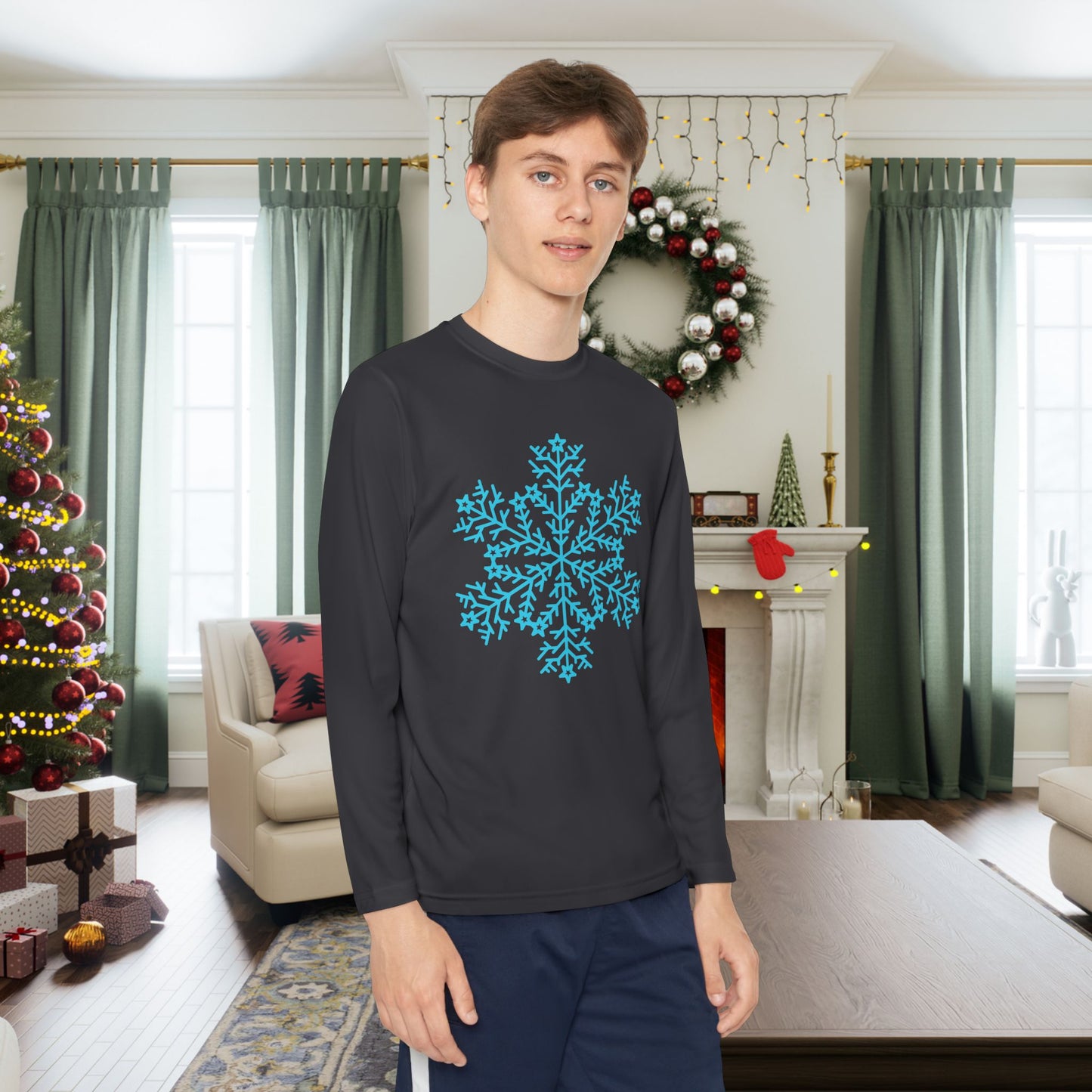 Large Snowflake Youth Long Sleeve Tee