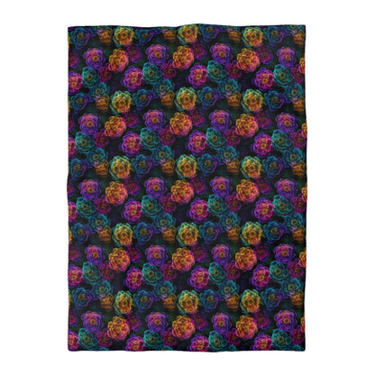 Neon Whisper Blooms Microfiber Duvet Cover
