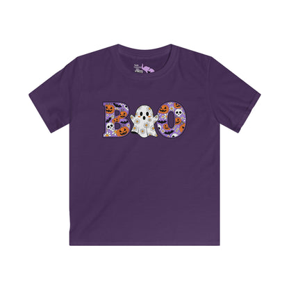 Cute Floral Boo w/Ghost Kids Softstyle Tee
