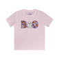 Cute Floral Boo w/Ghost Kids Softstyle Tee