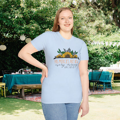His Mercies Are New Every Morning Lam. 3:22-23 Adult T-shirt