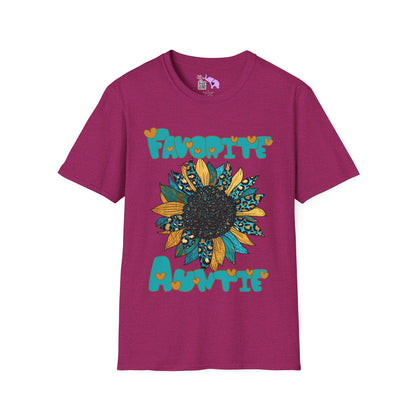 Favorite Auntie Teal/Gold Adult T-shirt