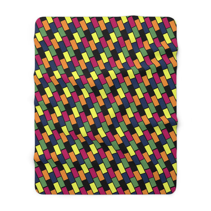 Colorful Bricks Sherpa Fleece Blanket