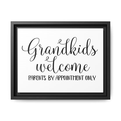 Grandkids Welcome Parents By Appointment Only Framed Canvas Bathroom Art