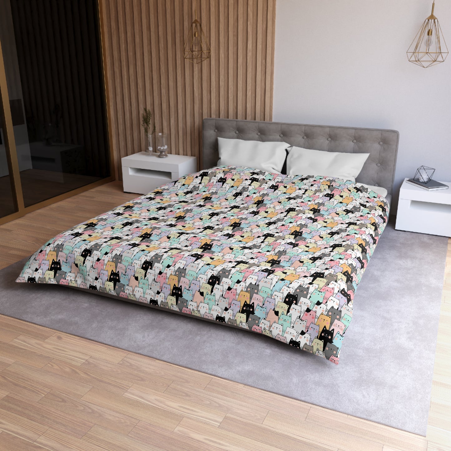 Cartoon Cats Microfiber Duvet Cover