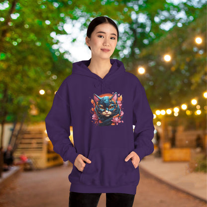 Adorable Kitty w/Flowers Heavy Blend™ Hooded Sweatshirt