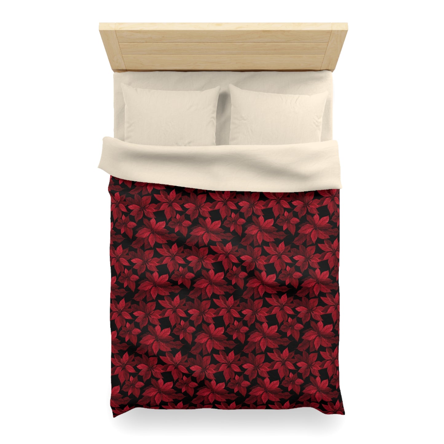 Midnight Poinsettia Garden Microfiber Duvet Cover