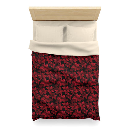 Midnight Poinsettia Garden Microfiber Duvet Cover