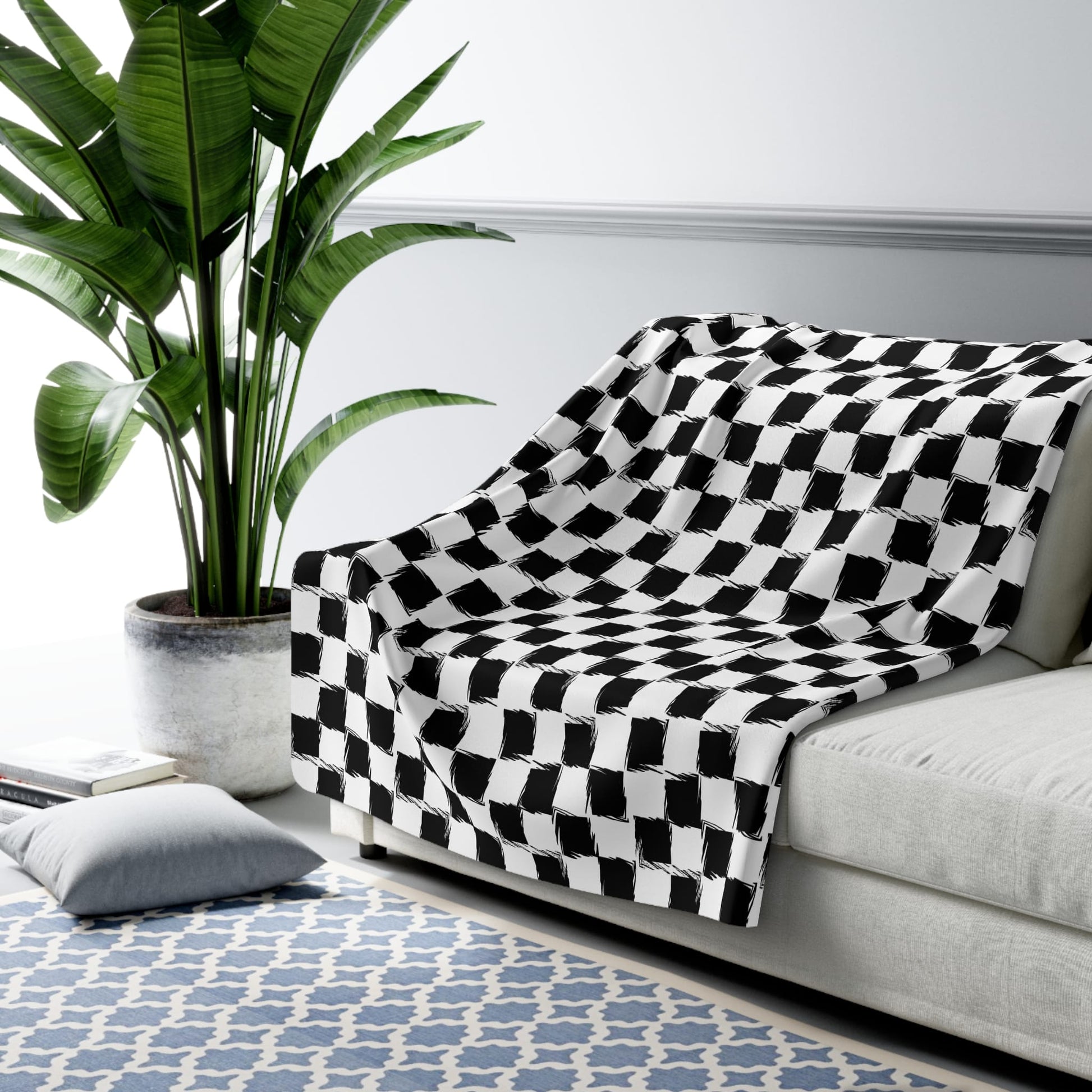 Distorted Check Fleece Blanket