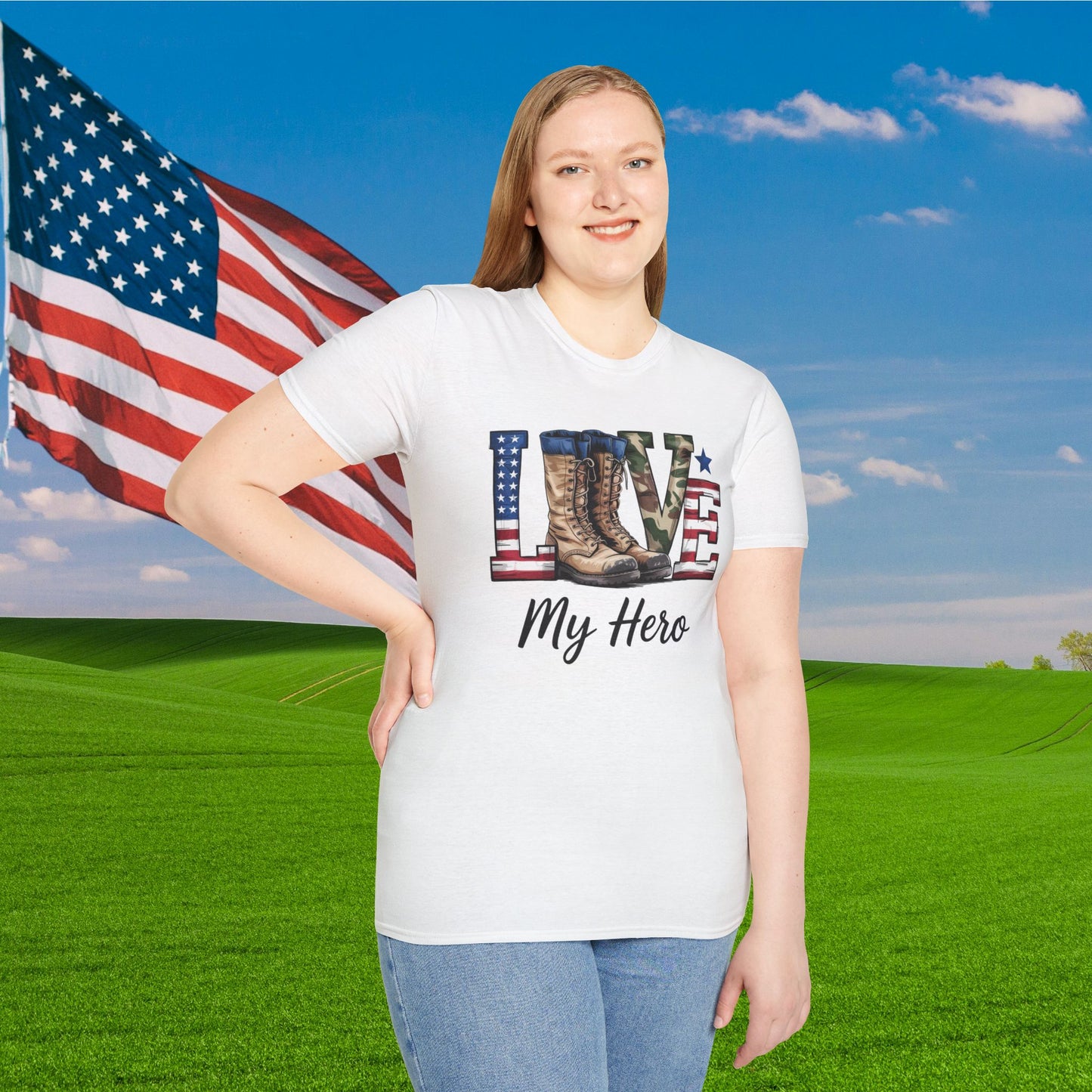Love My Hero (Military Boots) Adult T-Shirt