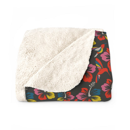 Humming Bloom Sherpa Fleece Blanket