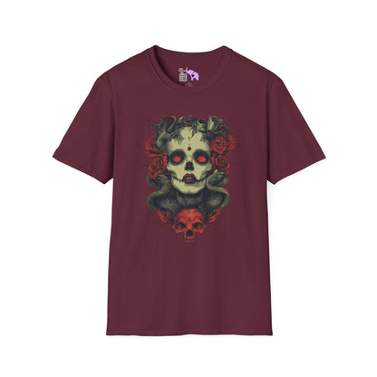 Creepy Skull and Roses Adult T-shirt