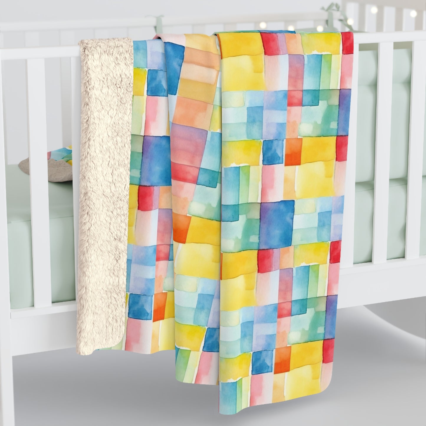 Mosaic Meadows Sherpa Fleece Blanket
