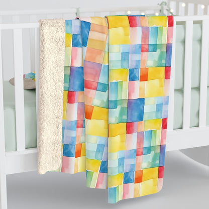 Mosaic Meadows Sherpa Fleece Blanket