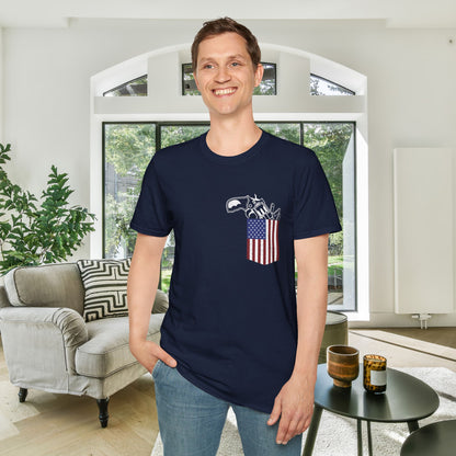 American Flag Pocket Gun Adult T-shirt