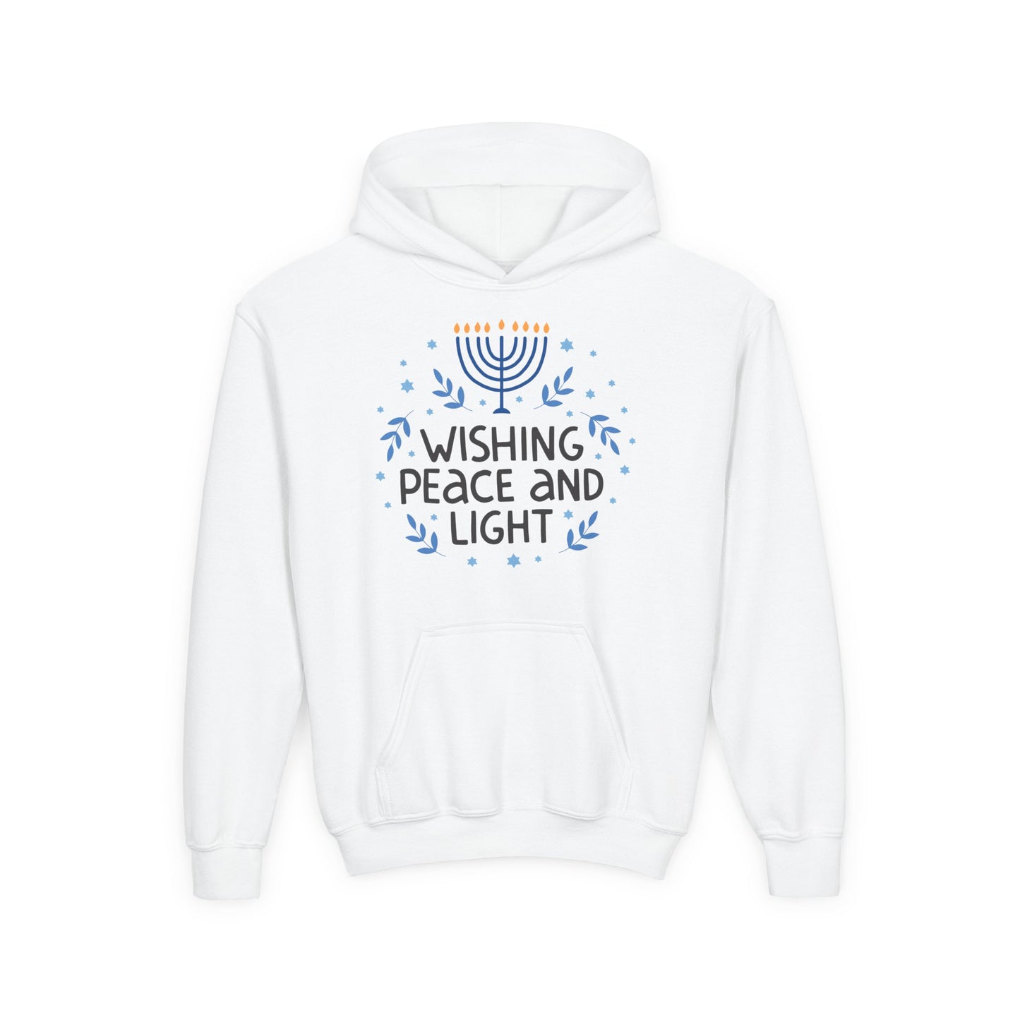 Hanukkah Wishing Peace & Light Youth Hoodie