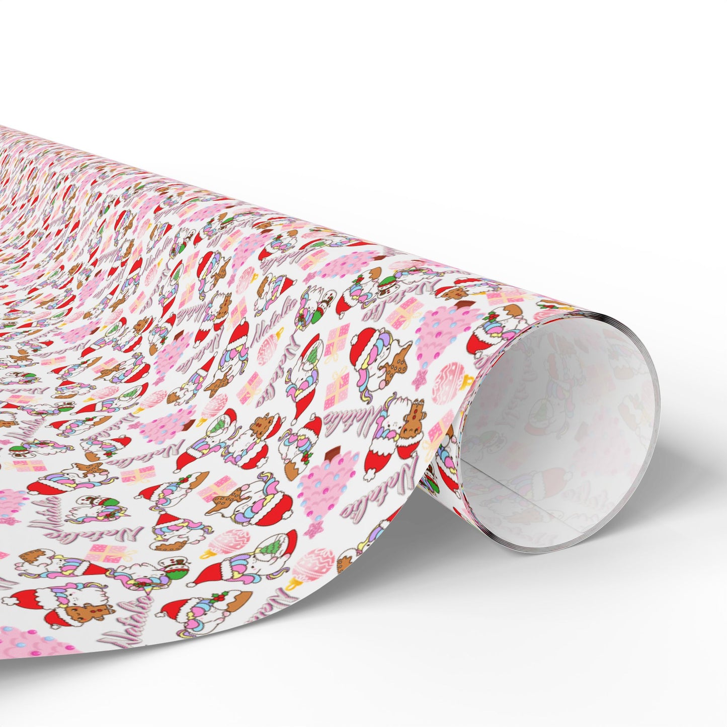 Christmas Unicorn 2 Custom Name Wrapping Paper (Natalie)