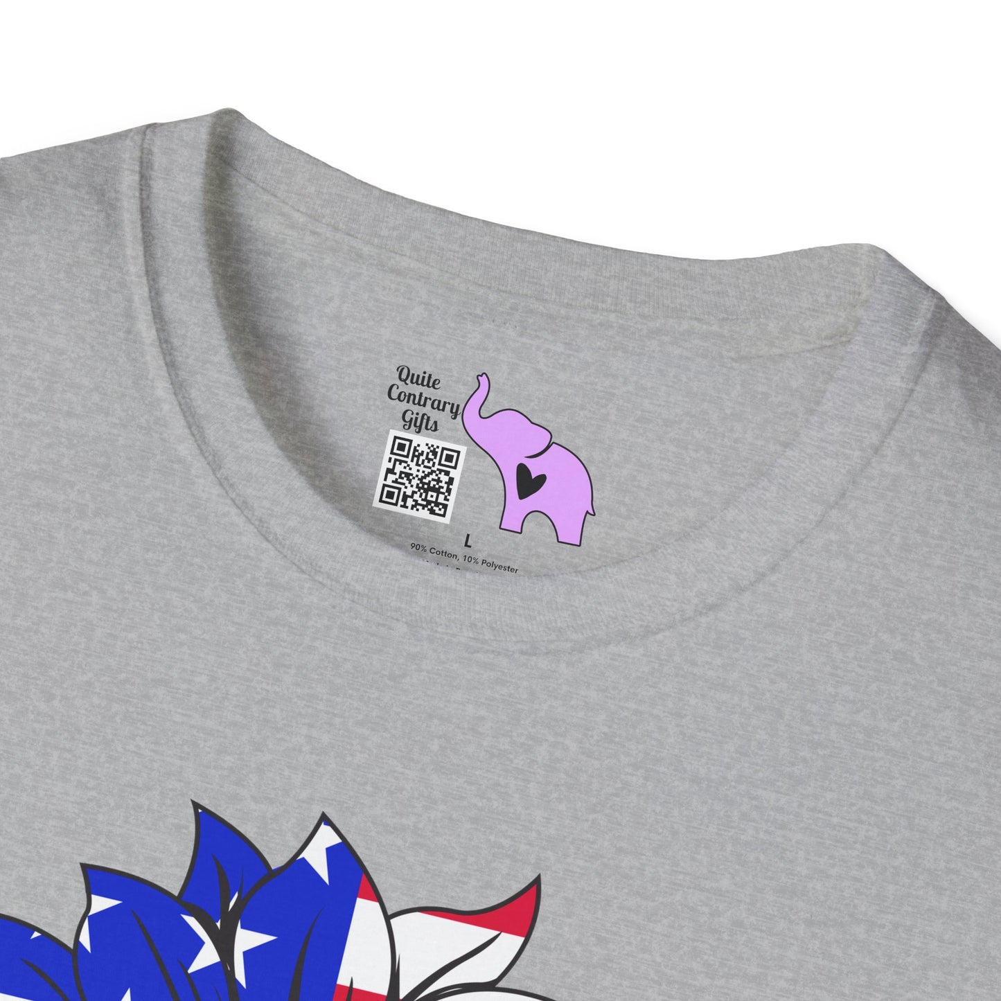 USA Red, White, and Blue Flag Sunflower Adult T-shirt