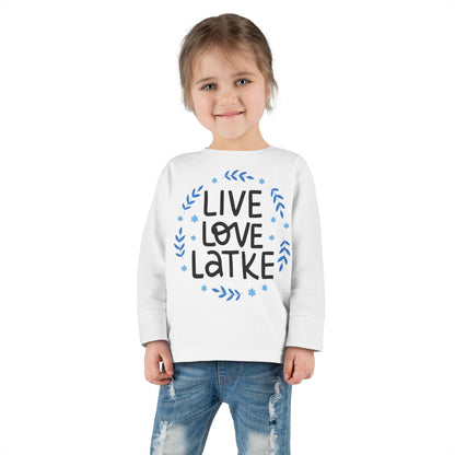 Hanukkah Live Love Latke Toddler Long Sleeve Tee