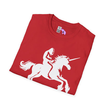 Bigfoot Rides A Unicorn Adult T-shirt