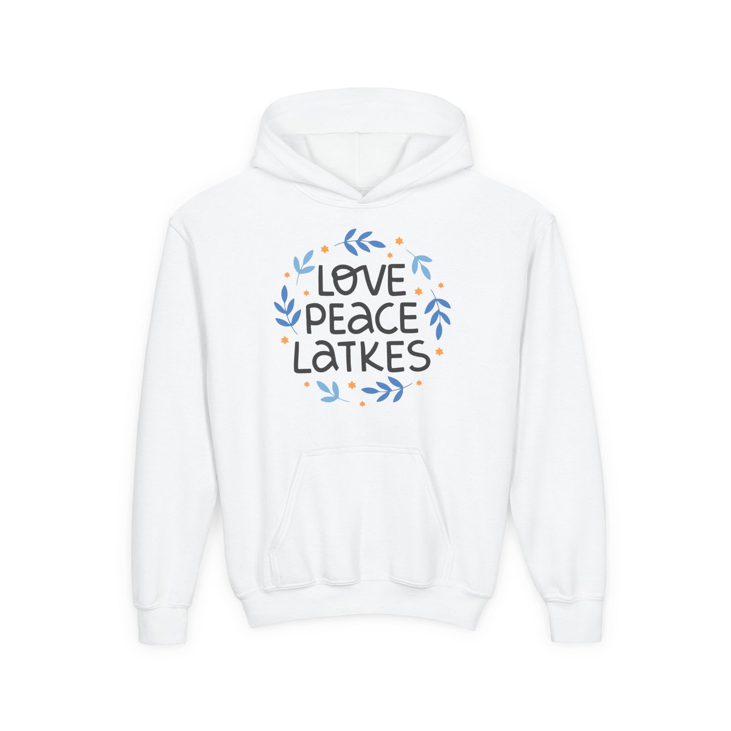 Hanukkah Love Peace Latkes Youth Hoodie