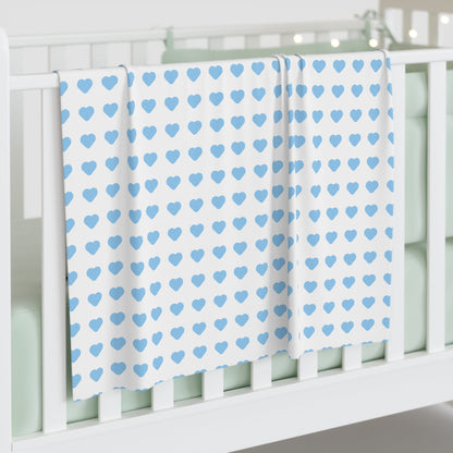 Powder Blue Sweethearts Swaddle Blanket