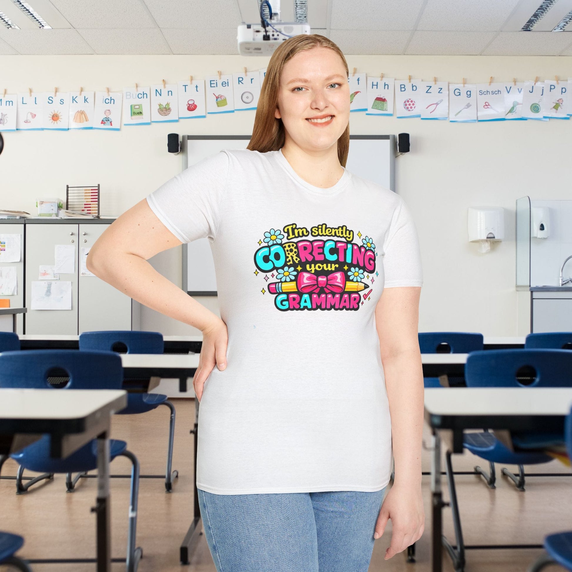 I'm Silently Correcting Your Grammar (Colorful) Adult T-shirt