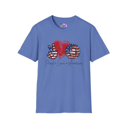 Peace Love America Adult T-shirt