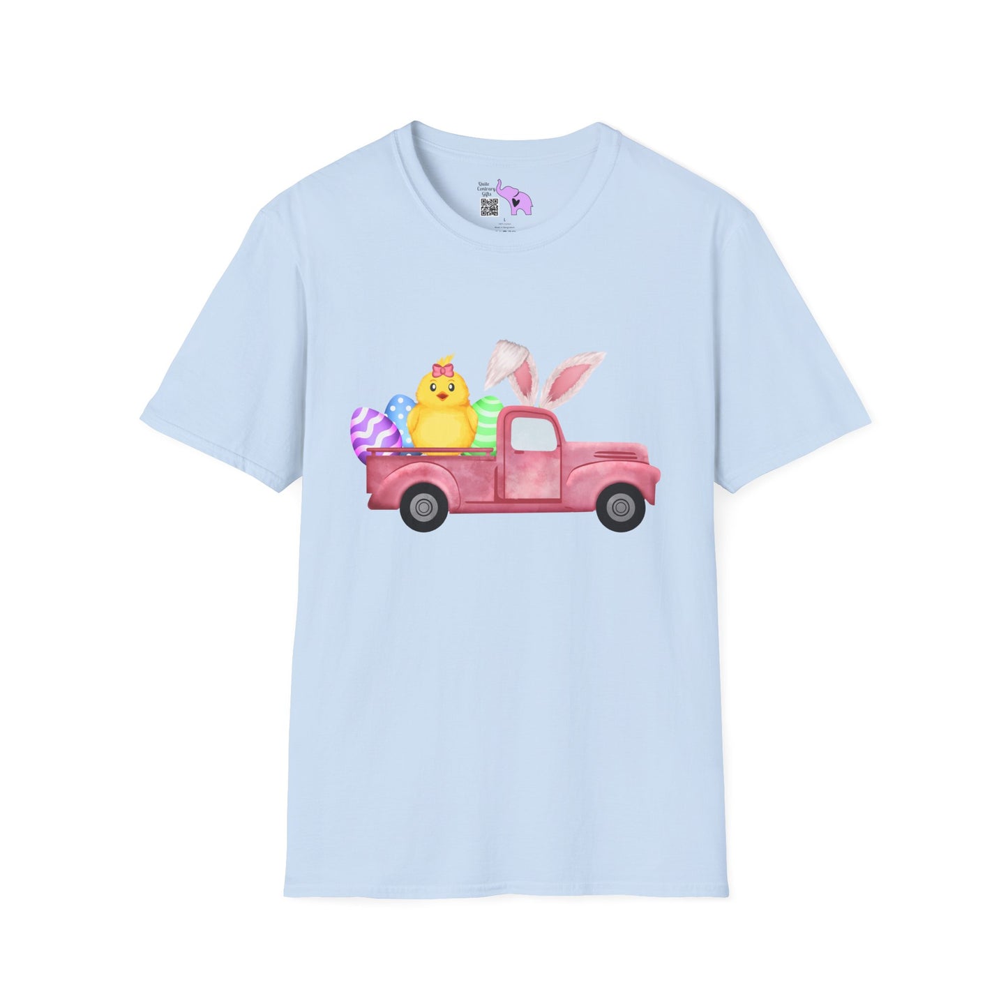 Easter Chick & Eggs In Vintage Truck Adult T-shirt