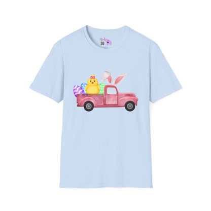 Easter Chick & Eggs In Vintage Truck Adult T-shirt