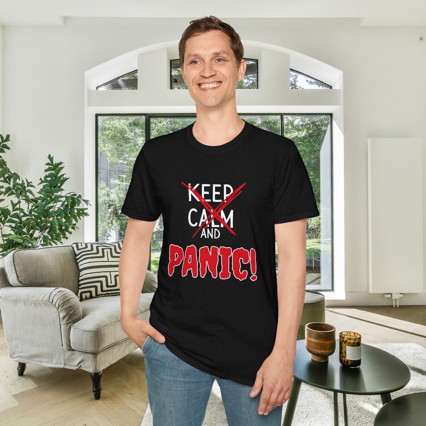 Keep Calm and Panic Adult T-shirt