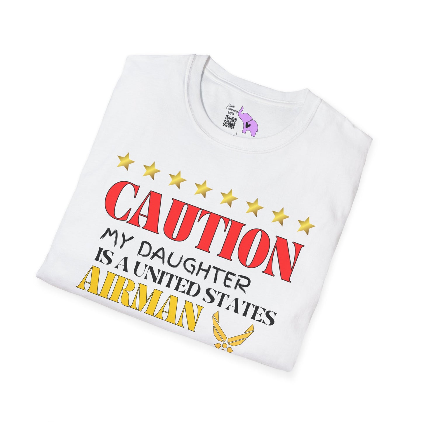 Caution My Daughter is a US Airman I've Been Known to Brag (Mom) Unisex Softstyle T-Shirt