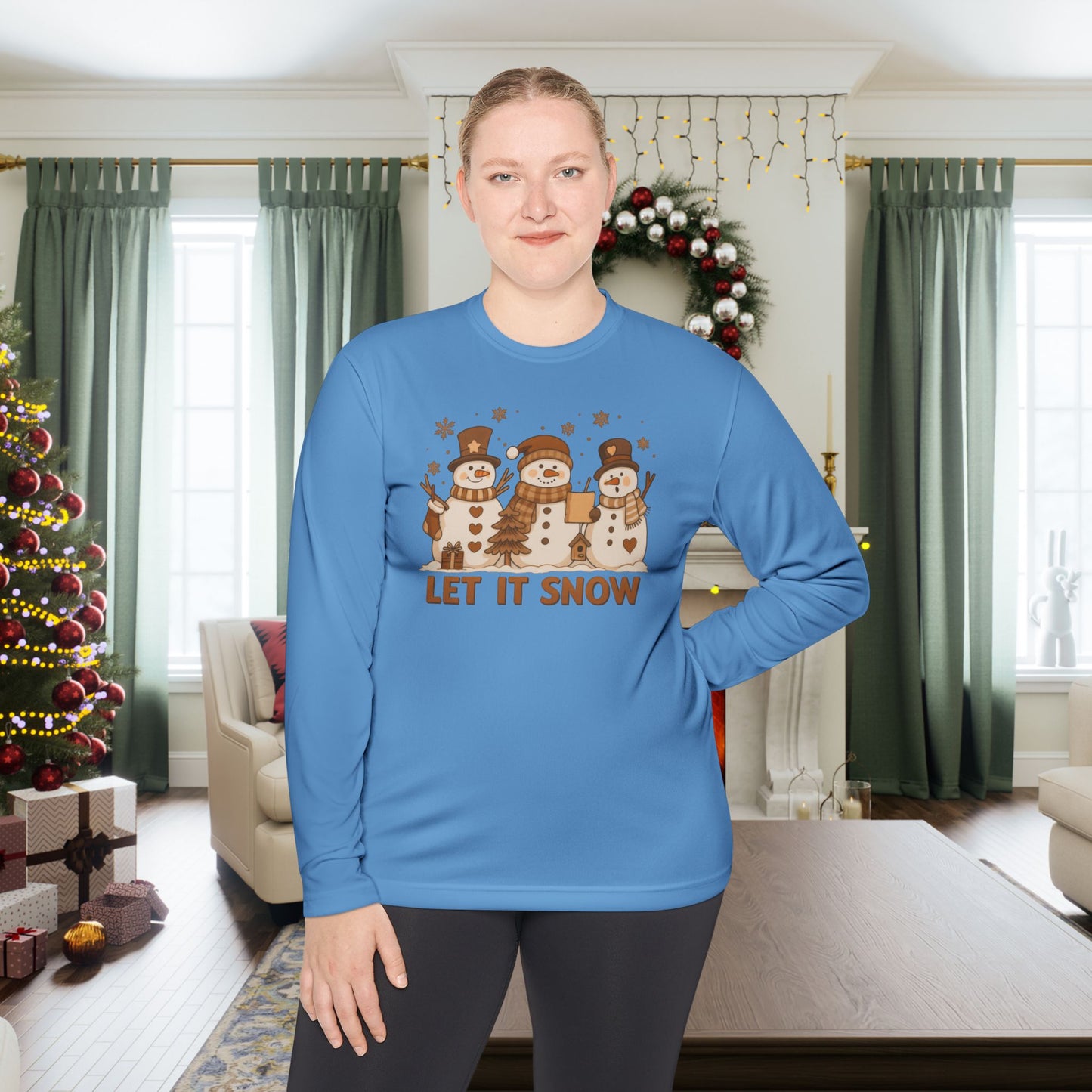 Let It Snow (Snowmen Trio) Adult Long Sleeve Tee