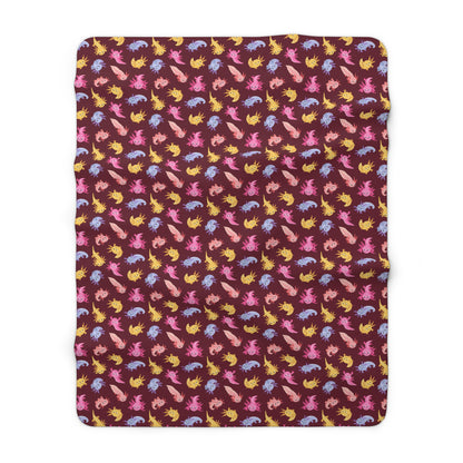 Crimson Axolotls Sherpa Fleece Blanket