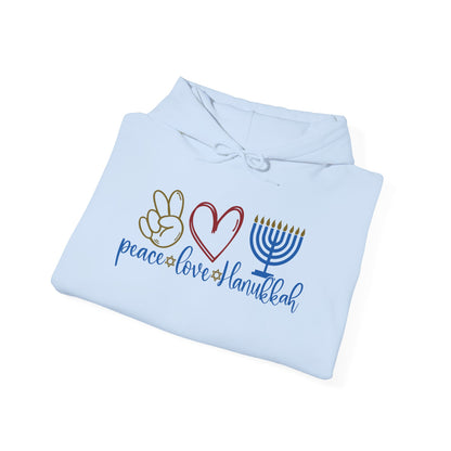 Peace Love Hanukkah Adult Heavy Blend™ Hooded Sweatshirt