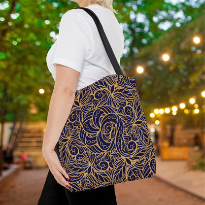 Golden Midnight Radiance Mandala Canvas Tote Bag