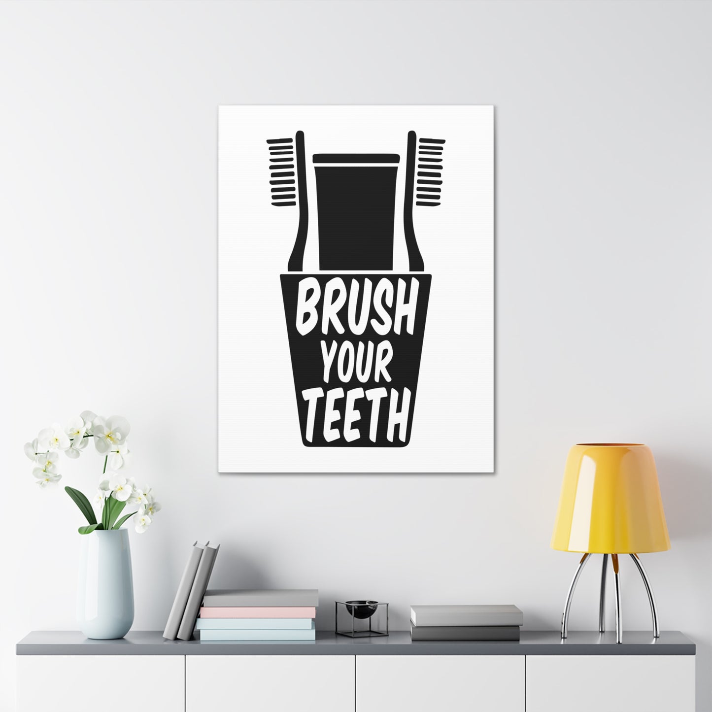 Brush Your Teeth Canvas Vertical Wraps w/o Frame