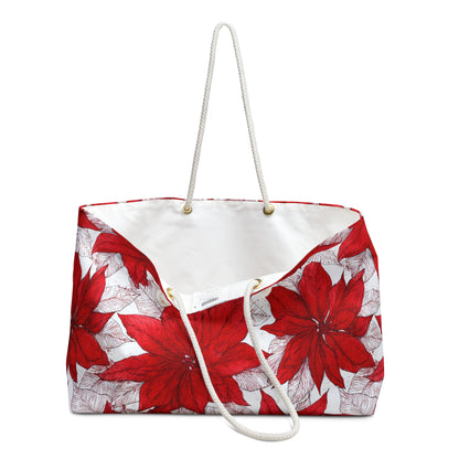 Crimson Poinsettia Sketch Weekender Bag