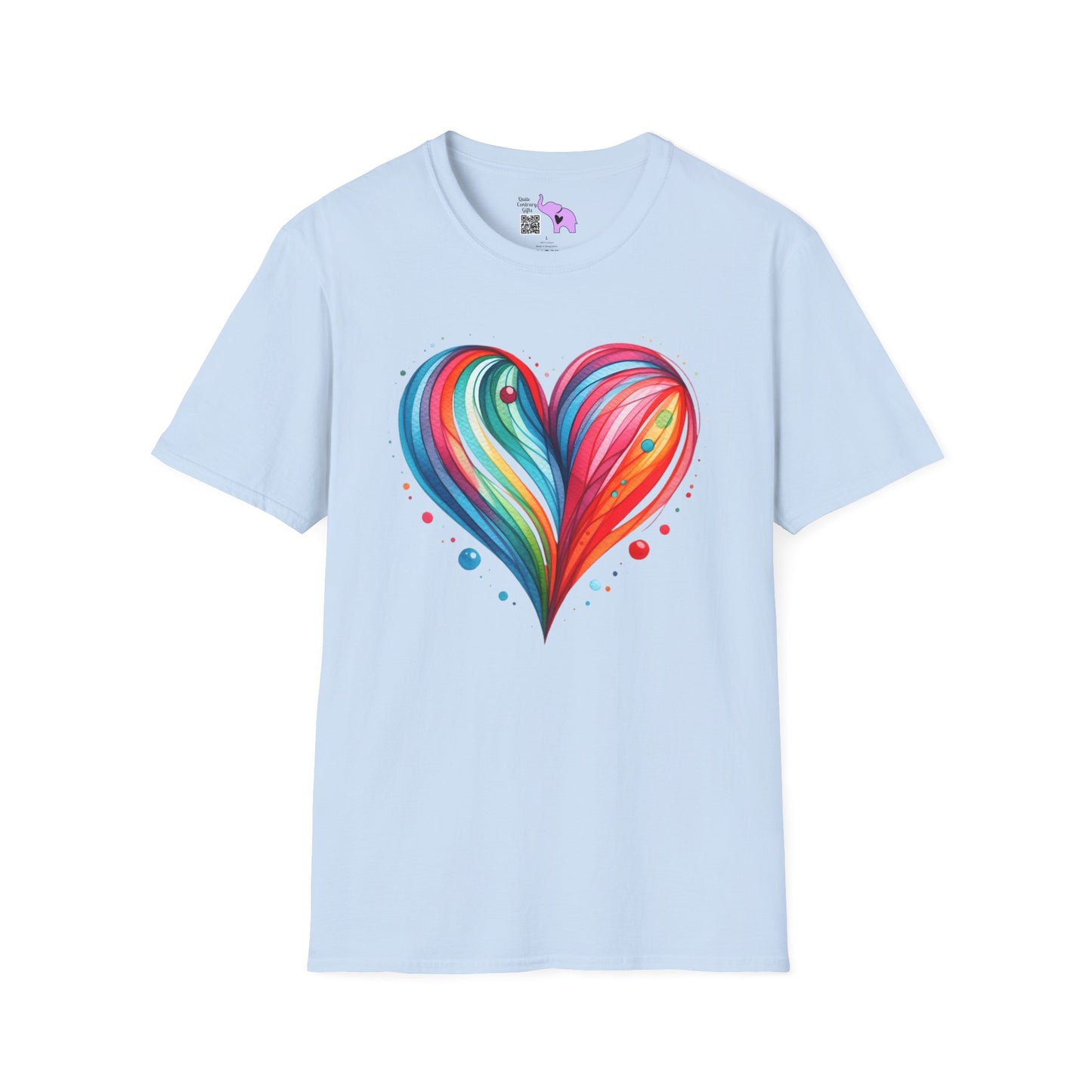 Blushing Rainbow Heart Adult T-shirt