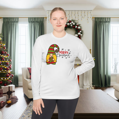 Merry Christmas Girl Gnome Adult Long Sleeve Tee