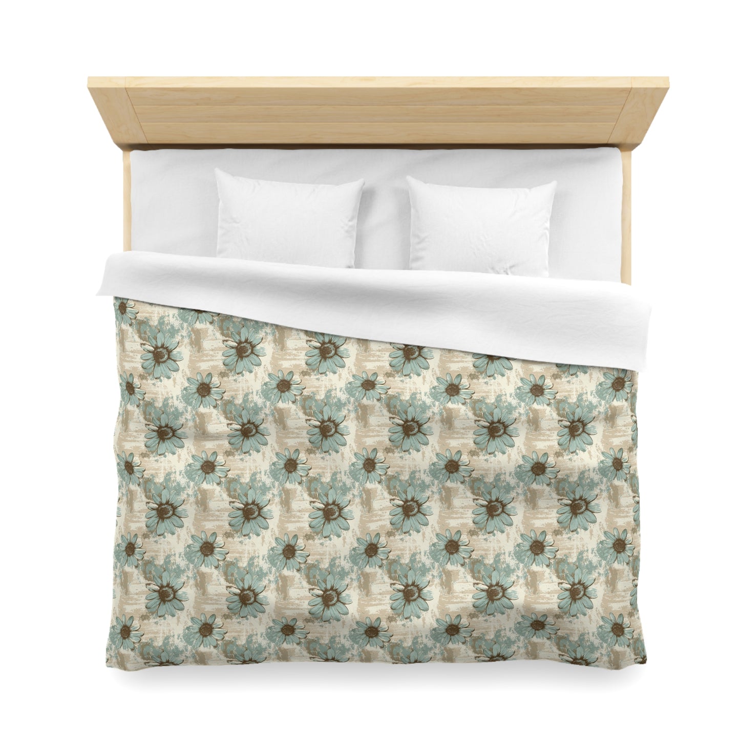 Rustic Teal Daisy Microfiber Duvet Cover