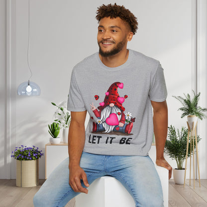 Let It Be Valentine Gnome Peace Sign Adult T-shirt