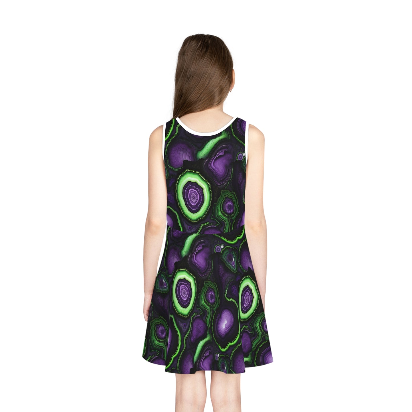 Amethyst & Lime Fracture Girls' Sleeveless Sundress